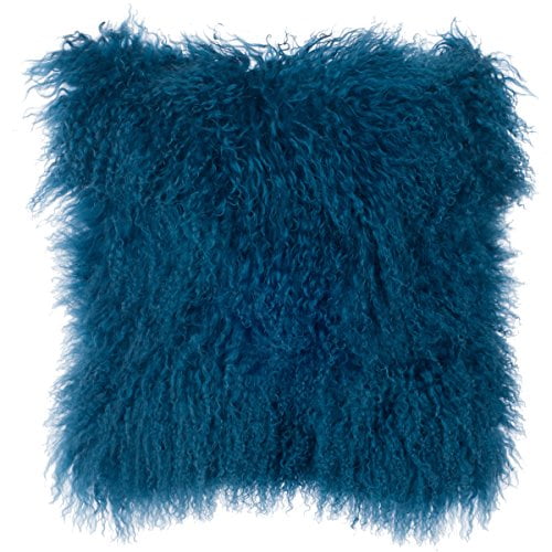Real Sheep Fur Decorative Cushion Cover Case SLPR Mongolian Lamb Fur Throw Pillow Cover 16'' x 16'', Grey Real Sheep Fur Decorative Cushion Cover Case SLPR Mongolian Lamb Fur Throw Pillow Cover 16'' x 16'', Grey
